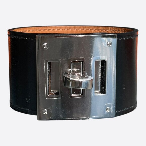 Hermes Black Box Leather & Palladium Hardware Kelly Bracelet